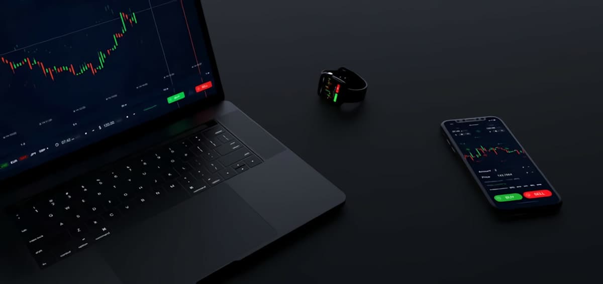 Financial charts and market data on screen