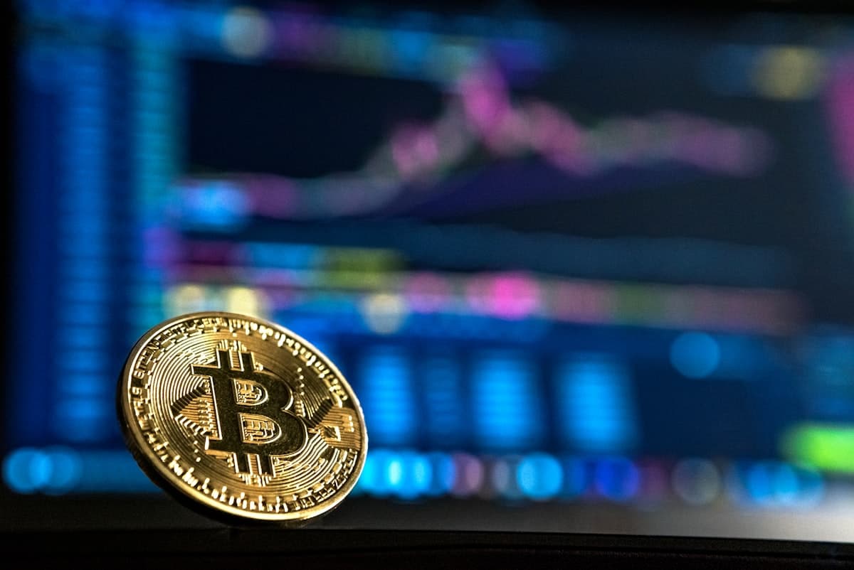 Bitcoin coin representing blockchain infrastructure